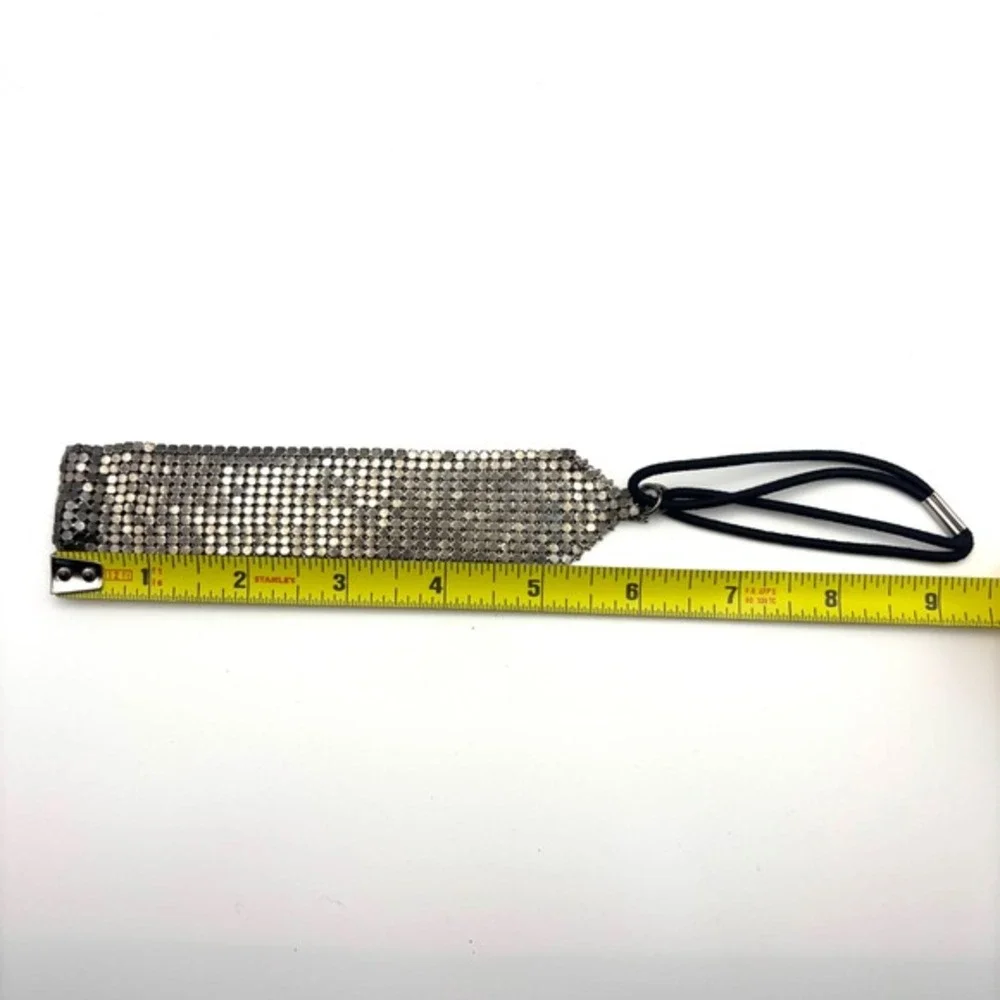 Vintage‎ Goody Silver Metal Mesh Elastic Headband Glam Rock Retro 80s